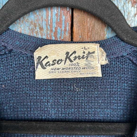 Vintage Kaso Knit 1970’s Men's Worsted Wool Cardigan Size L - Picture 2 of 5